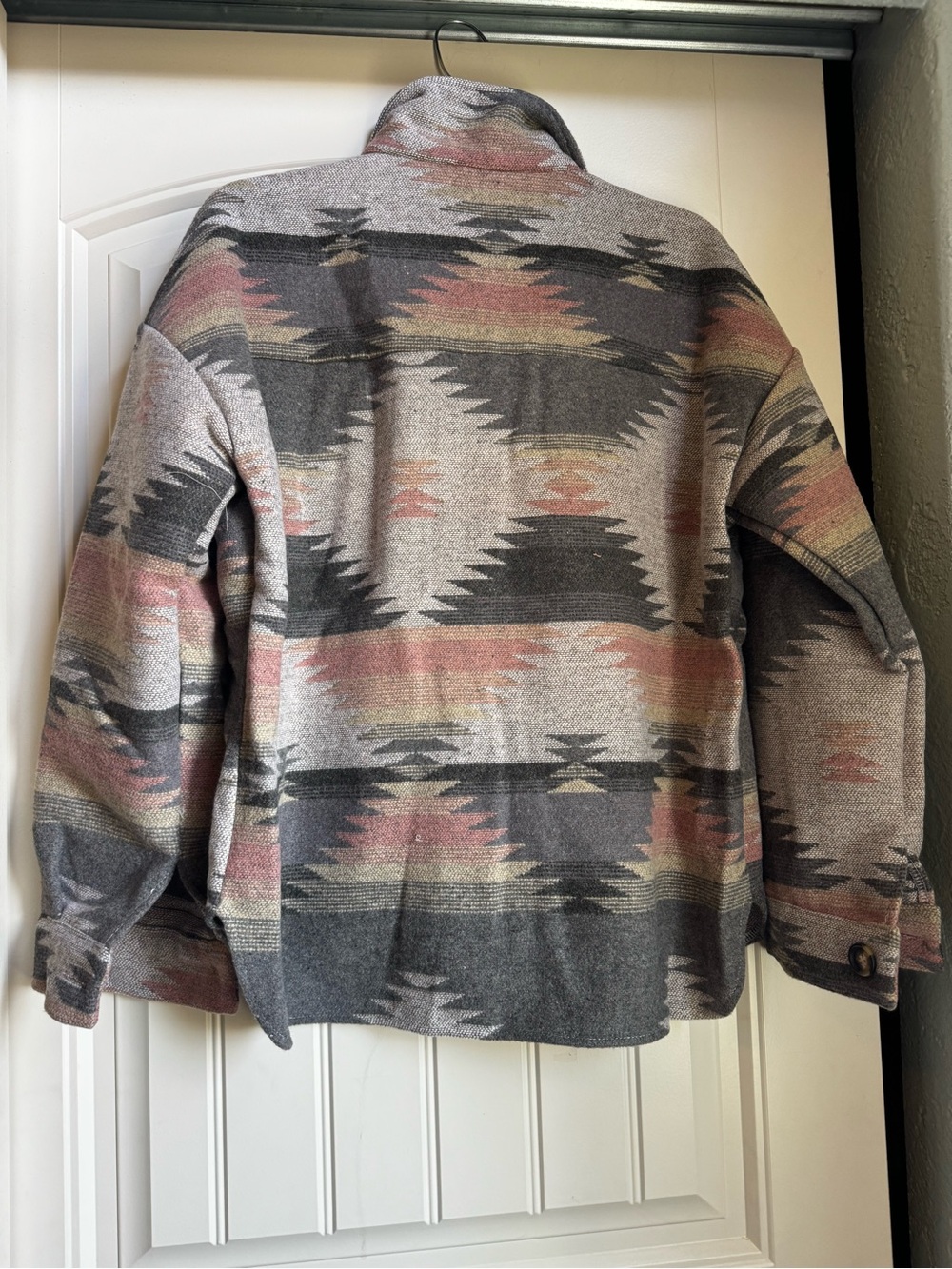 Woven Pattern Shacket Jacket - Gray Multi - Picture 2 of 6